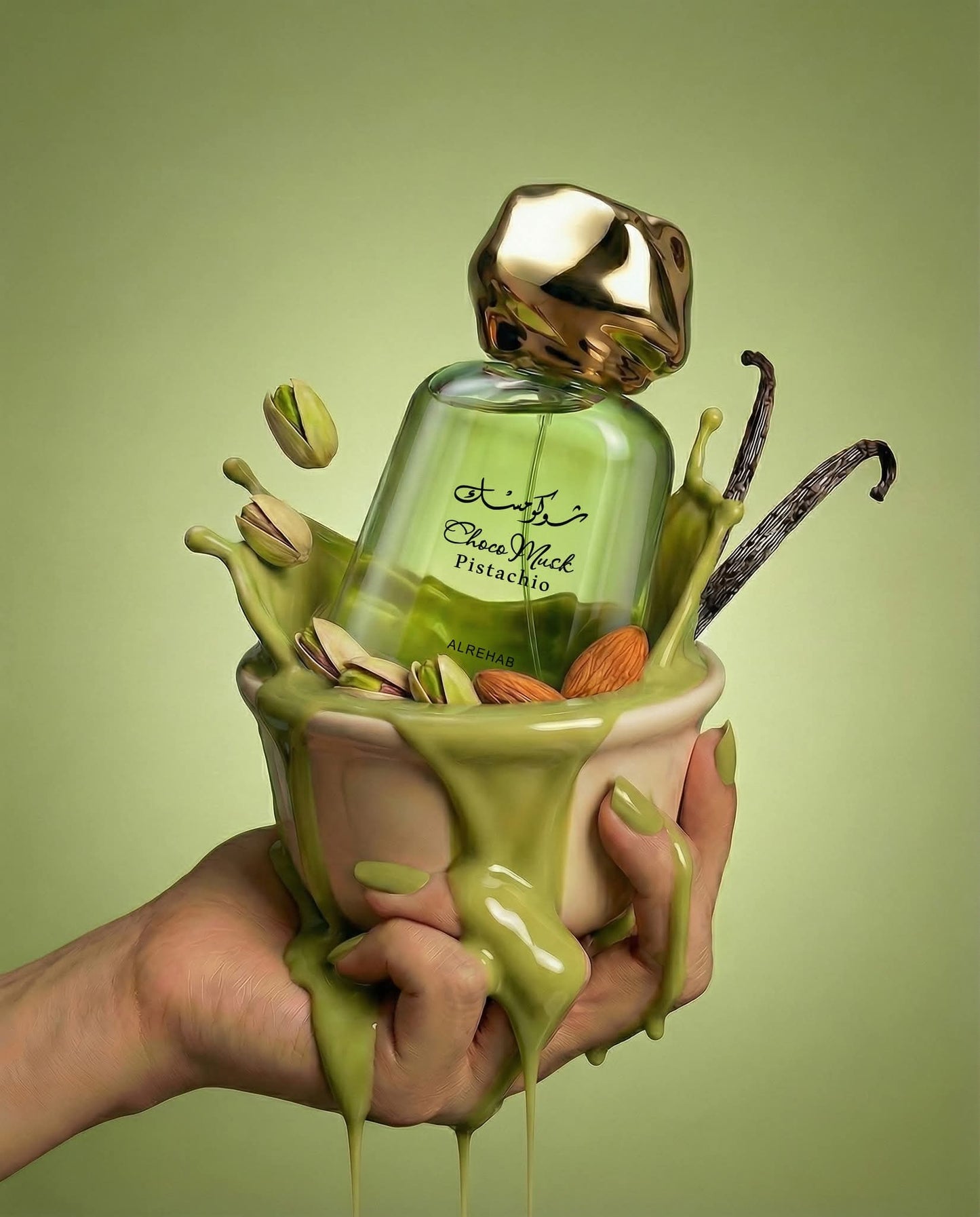 Choco Musk Pistachio – Eau de Parfum Choco Pistache Toffee & Vanille Gourmande Al Rehab 100 ml 🍫🌰🍑
