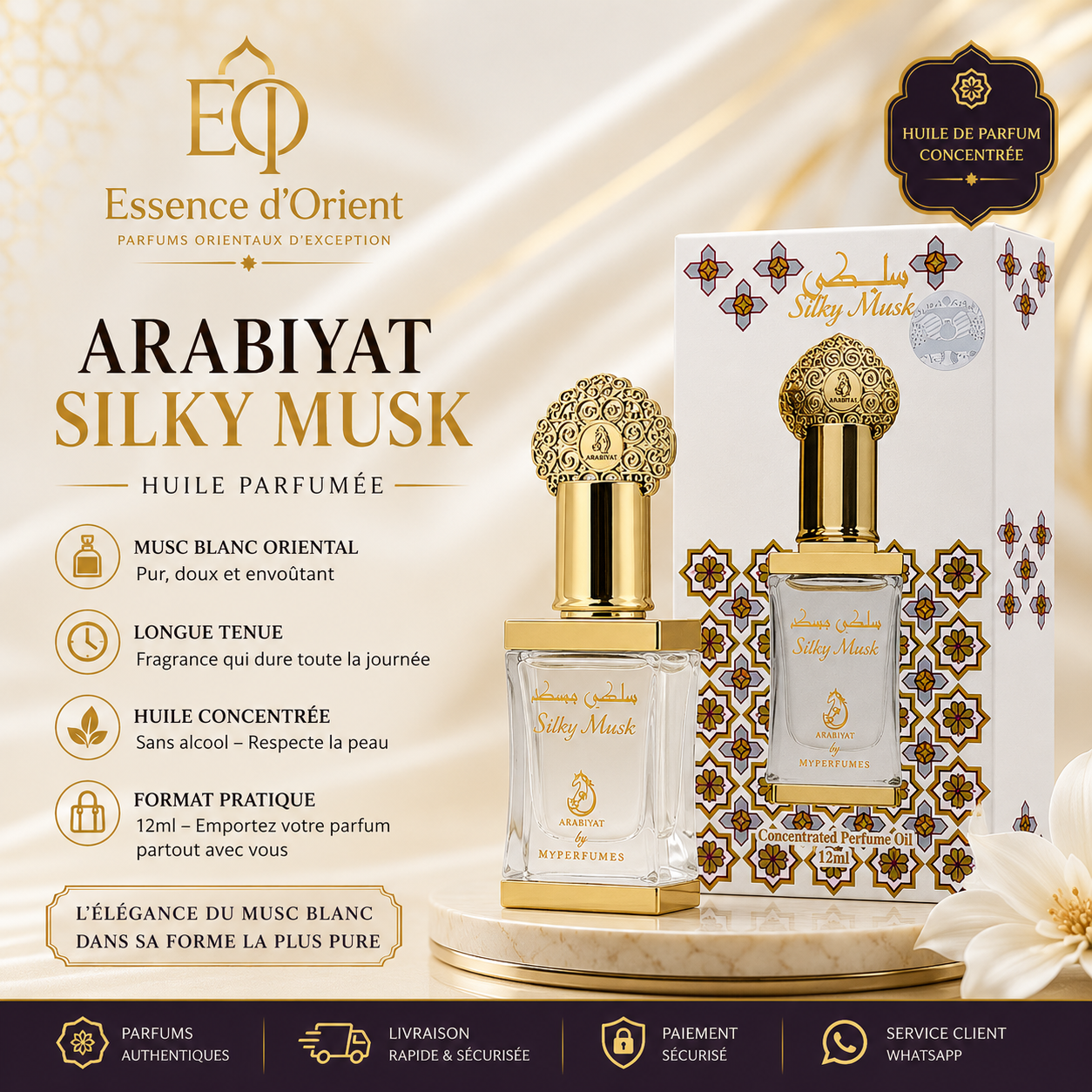 Arabiyat Silky Musk - Huile Concentrée de Parfum 12 ml